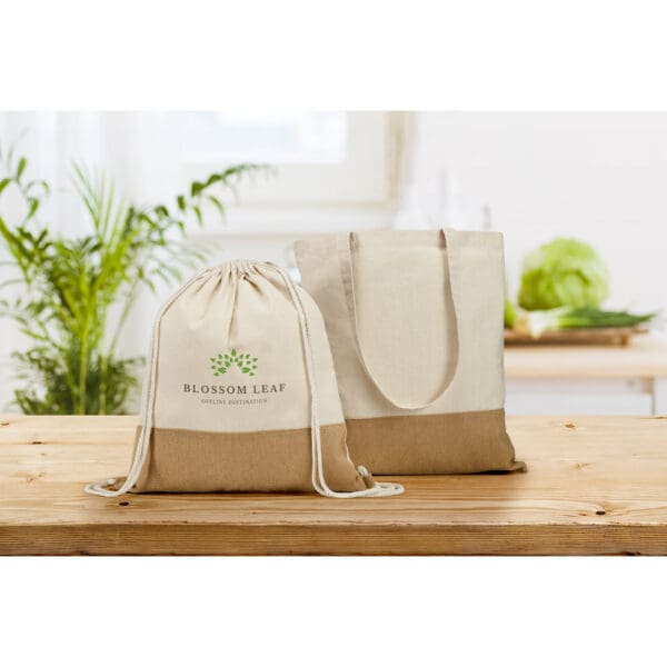 92882 MERCAT. 100% cotton bag (160 g/m²) with imitation jute details