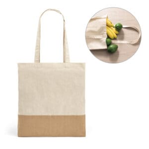 92882 MERCAT. 100% cotton bag (160 g/m²) with imitation jute details