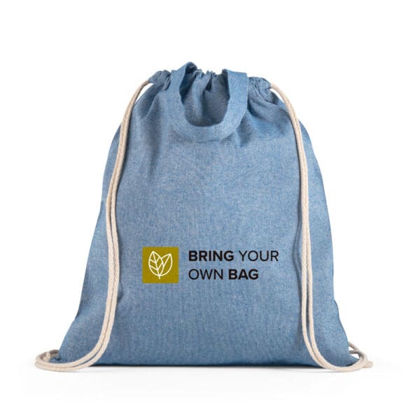 92936 RISSANI. Drawstring backpack bag in recycled cotton (140 g/m²)