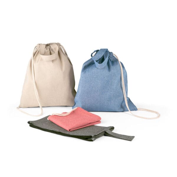 92936 RISSANI. Drawstring backpack bag in recycled cotton (140 g/m²)