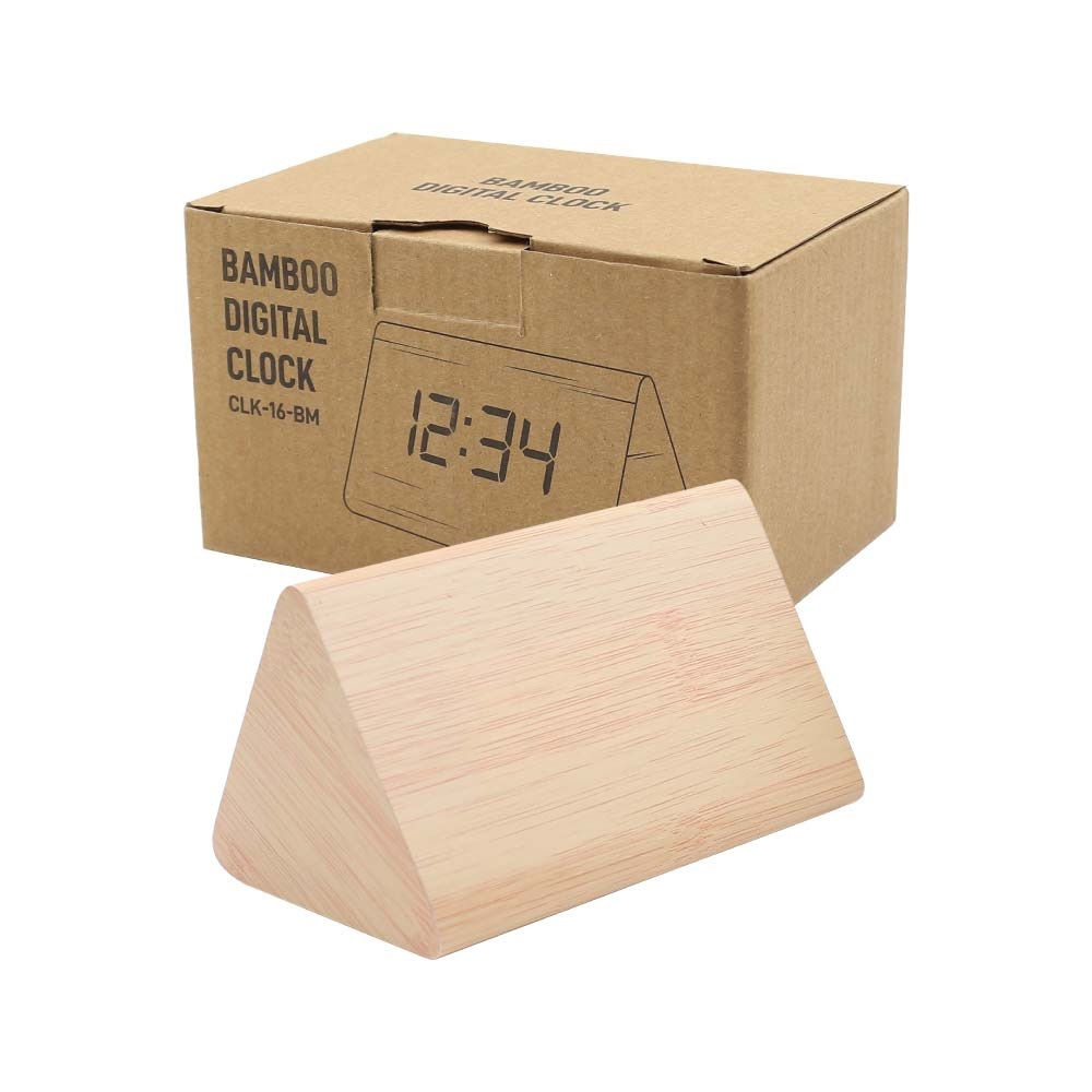 Toblerone shape Wooden Digital Desk Clock