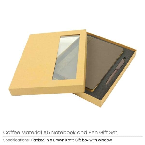 Coffee Journal Set with A5 Size Notebook and Pen