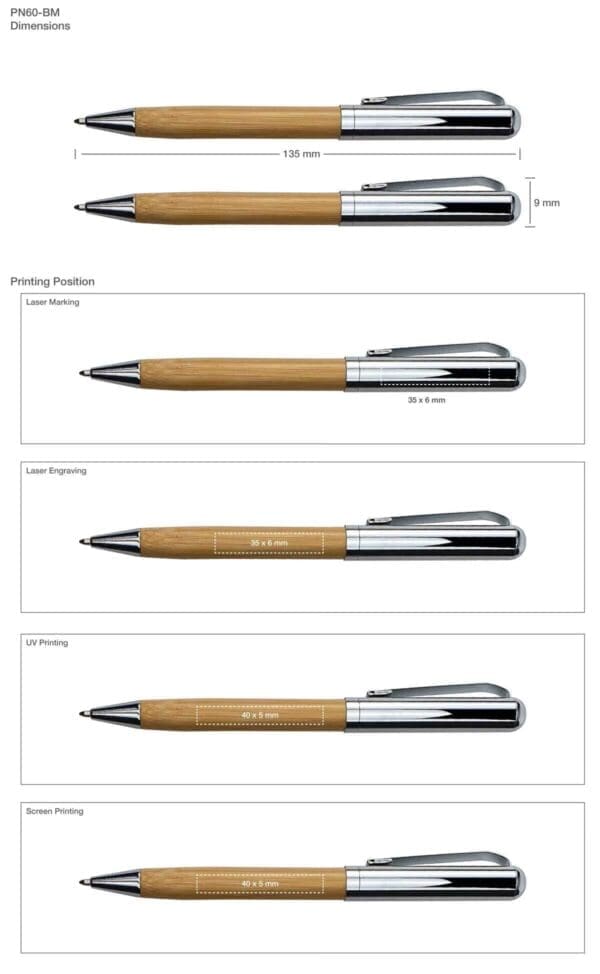 Chrome and Bamboo Metal Pen