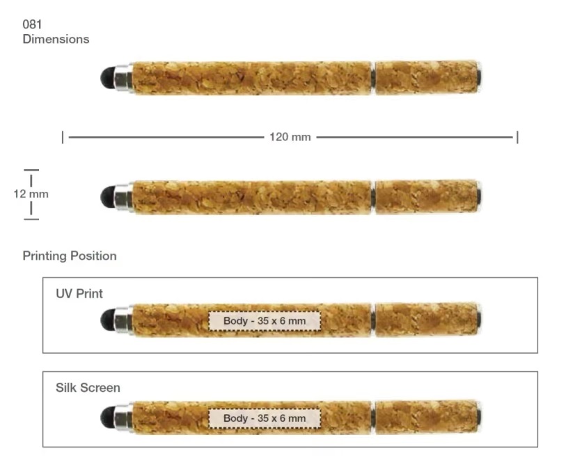 Cork Pens with Stylus