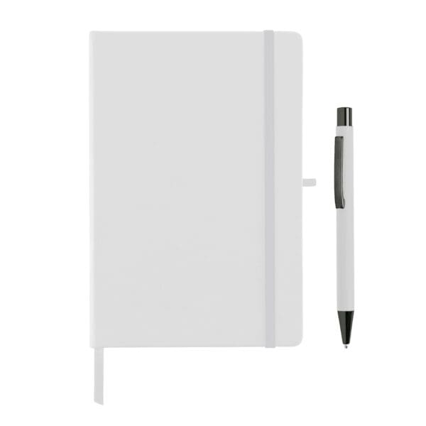 Giftology A5 Hard Cover Notebook and Pen Set - White