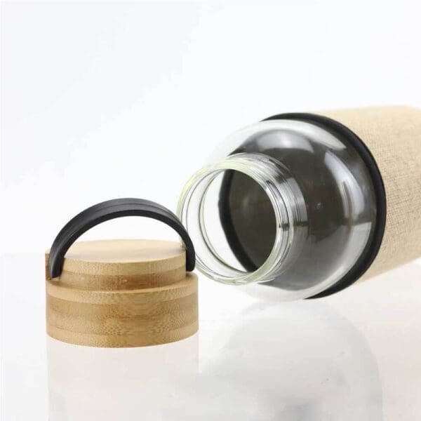 Sustainable Glass Bottles with Bamboo Lid and Eco Sleeve