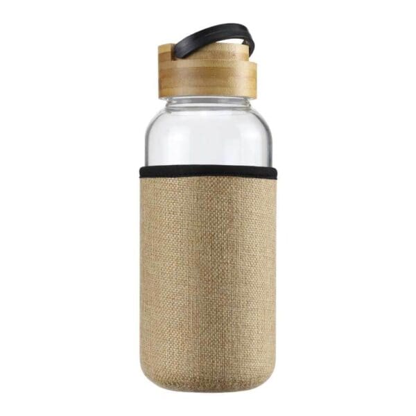 Sustainable Glass Bottles with Bamboo Lid and Eco Sleeve
