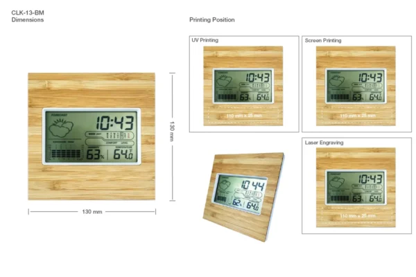 Multi-Function Bamboo Digital Clock
