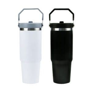 Tumbler with Handle & Straw SS Double Wall